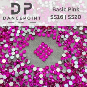 Różowe Cyrkonie szklane Basic Pink SS16 | SS20