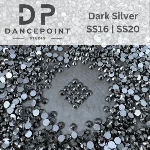 Srebrne cyrkonie szklane Dark Silver SS16 | SS20