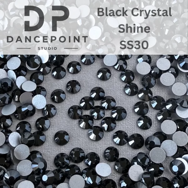 Czarne cyrkonie szklane Black Crystal Shine SS30